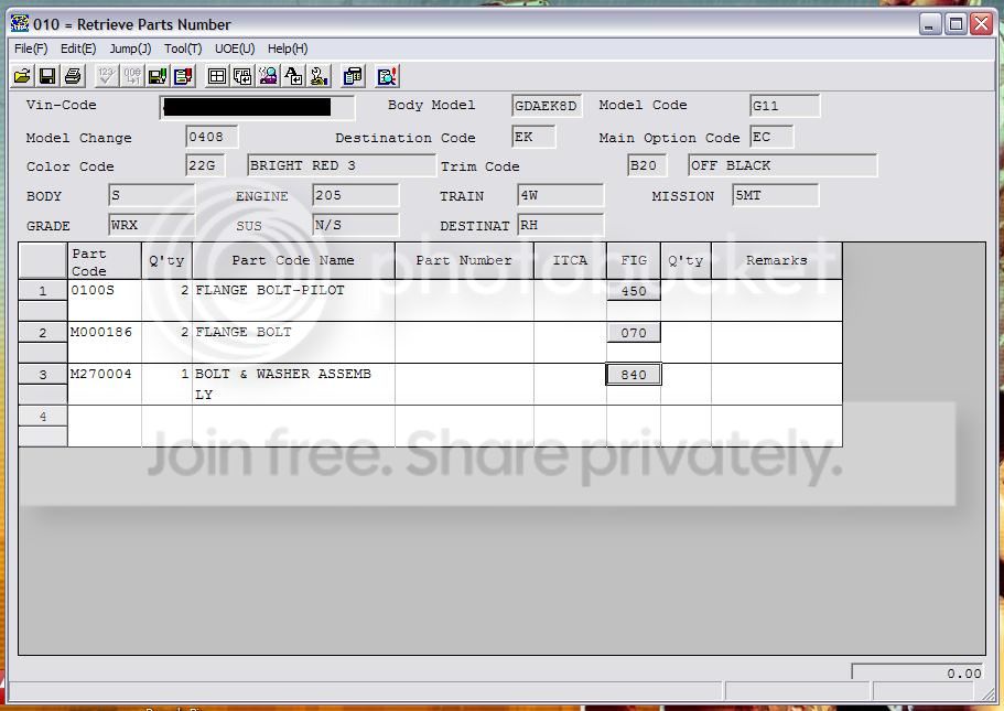Epc data subaru